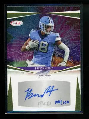 2025 SAGE Bryson Nesbit #A-BN Autograph 100/100 Football - Football Card Single