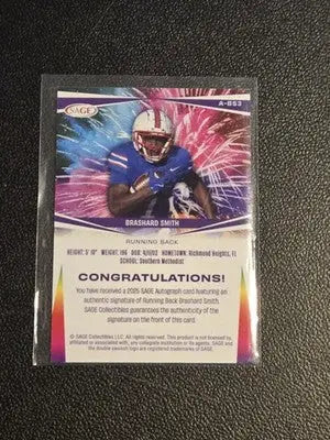 2025 SAGE HIT #A-BS3 Brashard Smith Autographs Blue (High Series) - Basketball Card Single