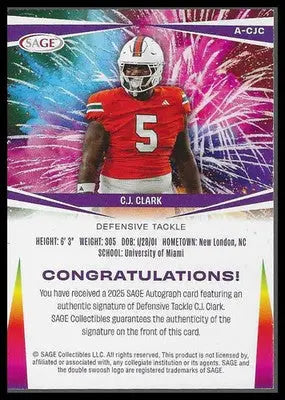 2025 SAGE HIT Autographs Blue (Low Series) #A-CJC C.J. Clark