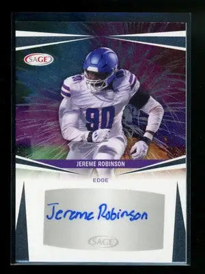 2025 SAGE Jereme Robinson #A-JR Autograph Football - Football Card Single
