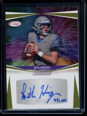 2025 SAGE Seth Henigan #A-SH Auto 78/100 Football - Football Card Single