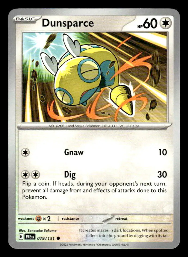 2025 Scarlet & Violet: Prismatic Evolutions Dunsparce #079/131 Base Common NM - Pokémon Card Single
