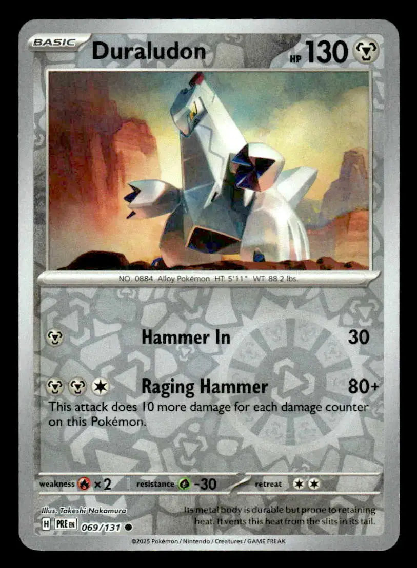 2025 Scarlet & Violet: Prismatic Evolutions Duraludon #069/131 Reverse Holo NM - Pokémon Card Single