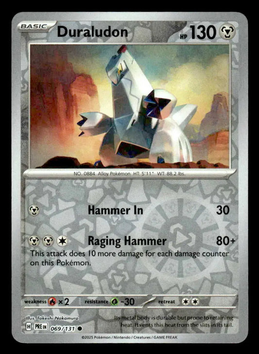 2025 Scarlet & Violet: Prismatic Evolutions Duraludon #069/131 Reverse Holo NM - Pokémon Card Single