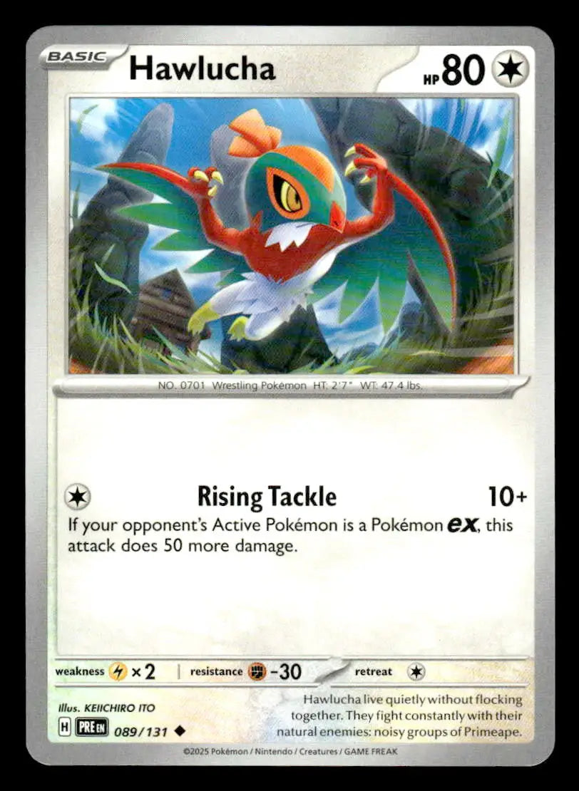 2025 Scarlet & Violet: Prismatic Evolutions Hawlucha #089/131 Base Uncommon NM - Pokémon Card Single