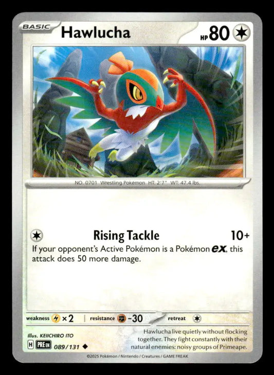 2025 Scarlet & Violet: Prismatic Evolutions Hawlucha #089/131 Base Uncommon NM - Pokémon Card Single