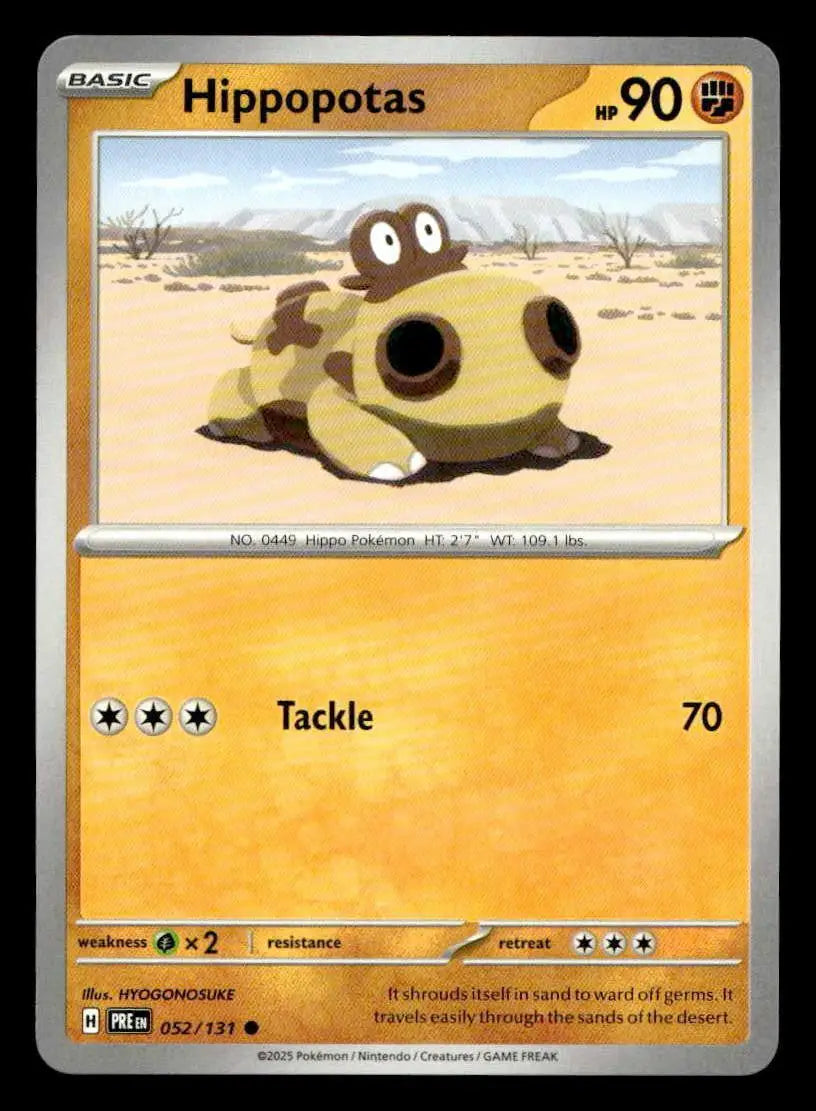 2025 Scarlet & Violet: Prismatic Evolutions Hippopotas #052/131 Base Common NM - Pokémon Card Single