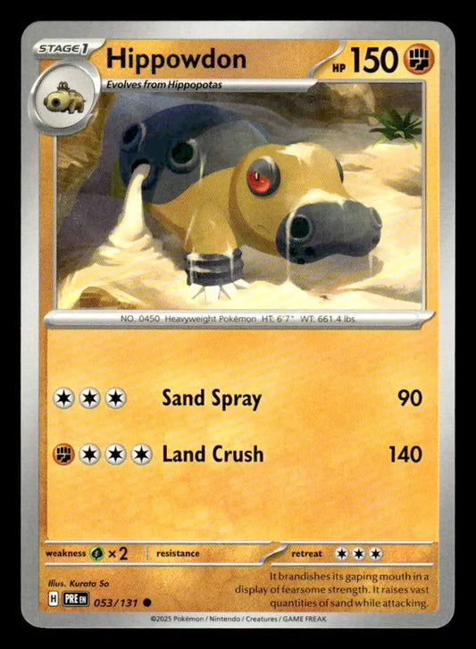 2025 Scarlet & Violet: Prismatic Evolutions Hippowdon #053/131 Base Common NM - Pokémon Card Single