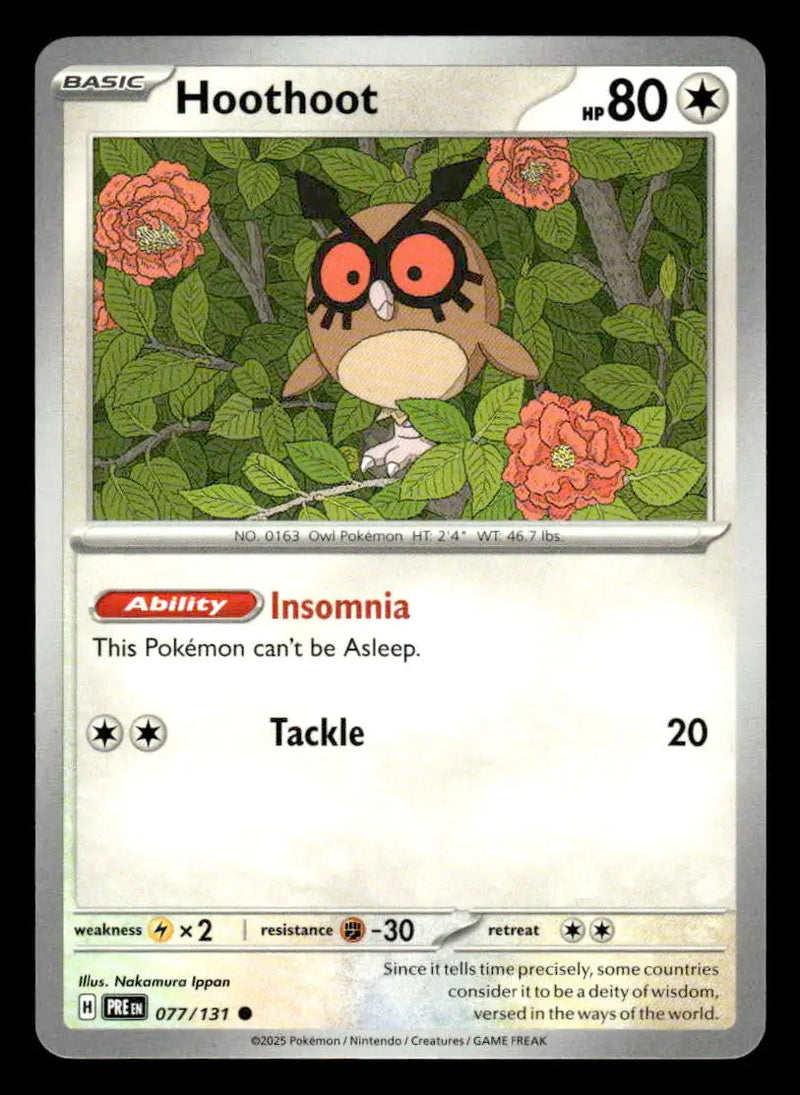 2025 Scarlet & Violet: Prismatic Evolutions Hoothoot #077/131 Base Common NM - Pokémon Card Single