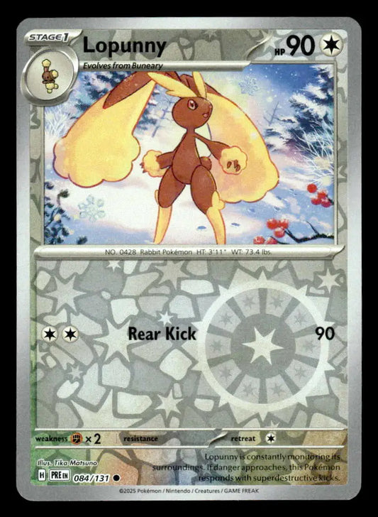 2025 Scarlet & Violet: Prismatic Evolutions Lopunny #084/131 Reverse Holo Common - Pokémon Card Single
