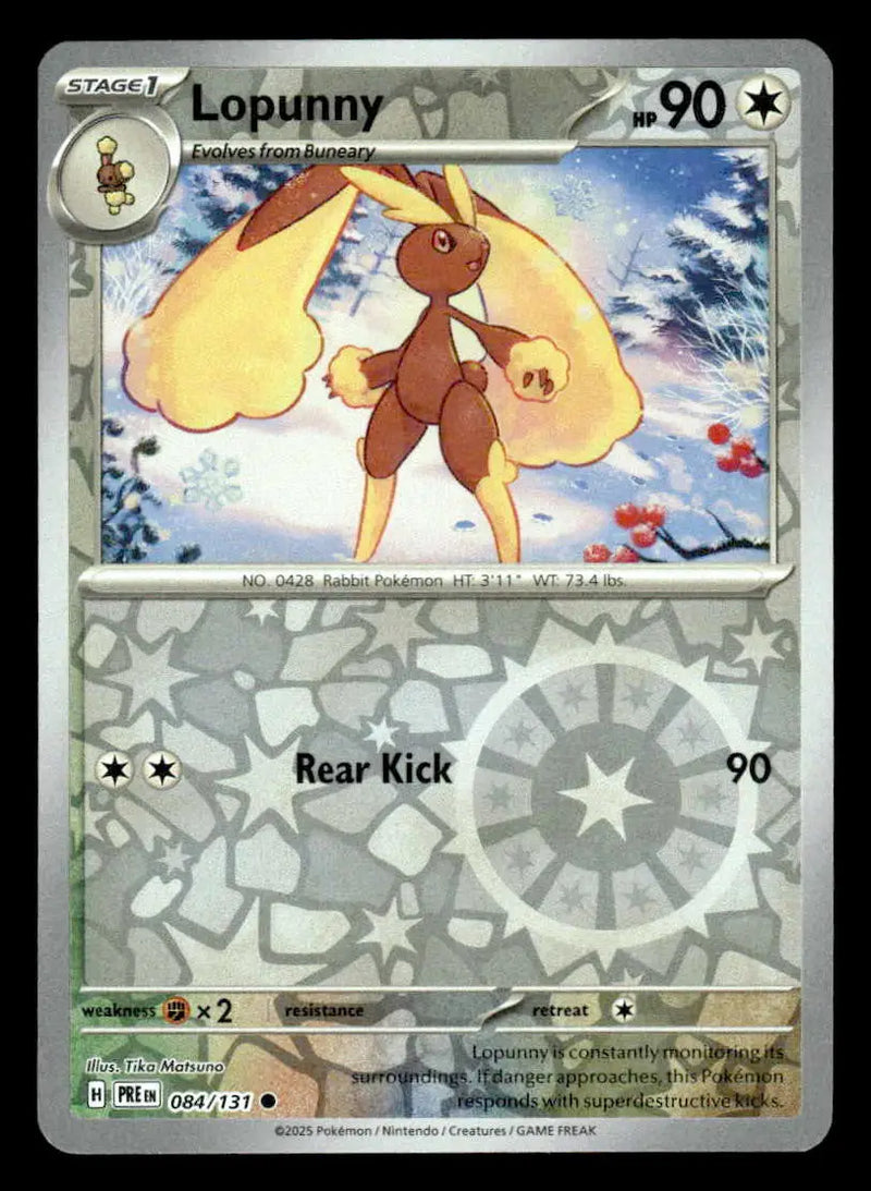 2025 Scarlet & Violet: Prismatic Evolutions Lopunny #084/131 Reverse Holo Common - Pokémon Card Single