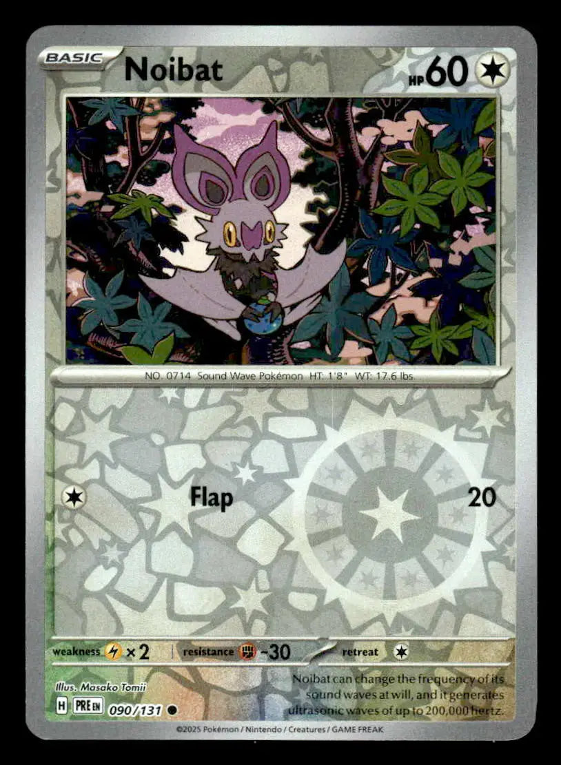 2025 Scarlet & Violet: Prismatic Evolutions Noibat #090/131 Reverse Holo NM - Pokémon Card Single