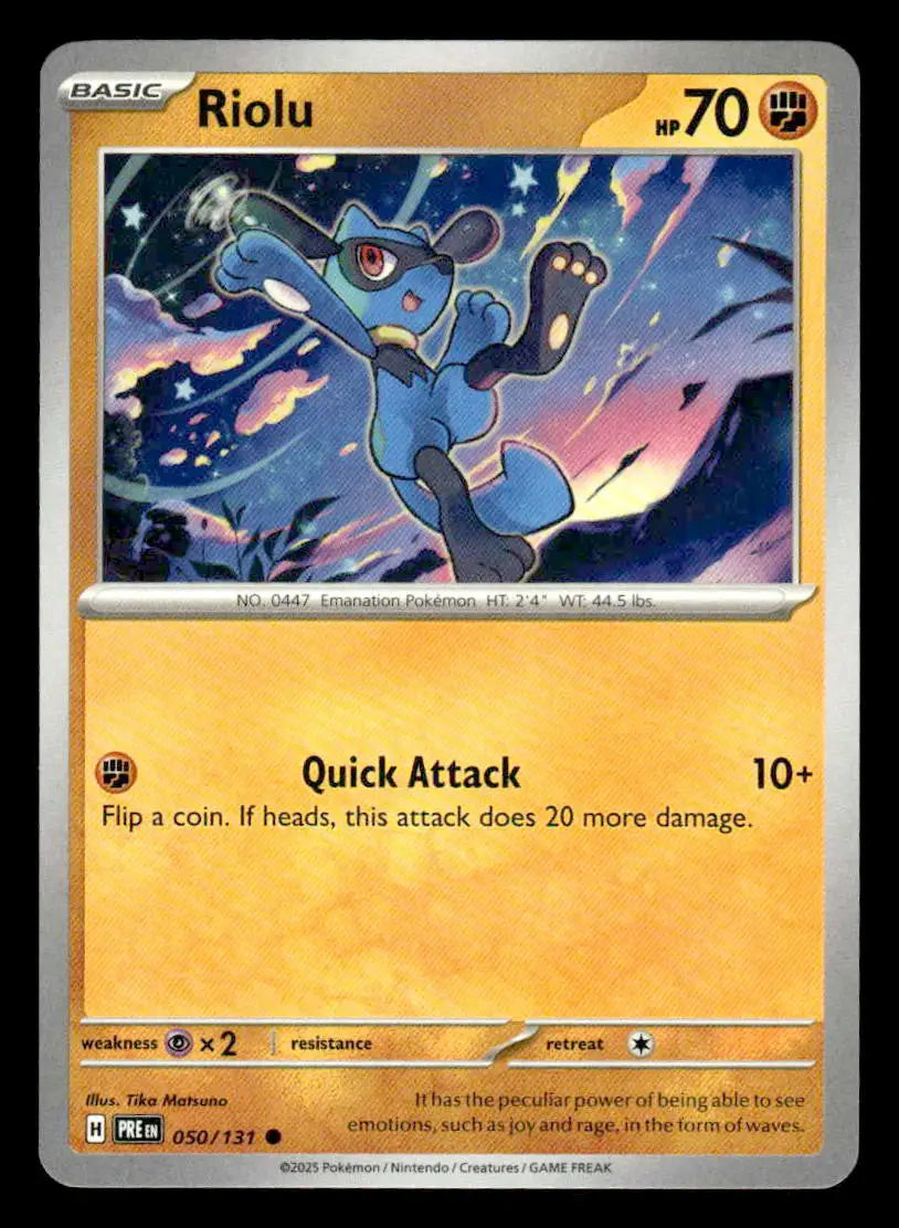 2025 Scarlet & Violet: Prismatic Evolutions Riolu #050/131 Base Common NM - Pokémon Card Single