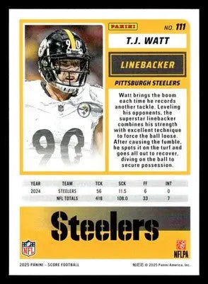 2025 Score #111 T.J. Watt - Football Card Single