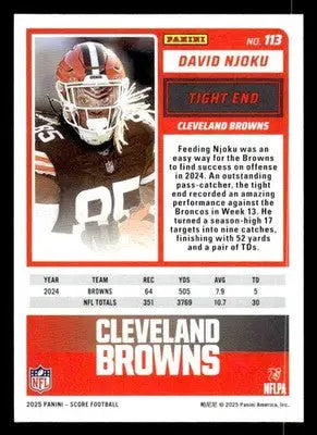2025 Score #113 David Njoku - Football Card Single