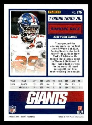 2025 Score #116 Tyrone Tracy Jr. - Football Card Single