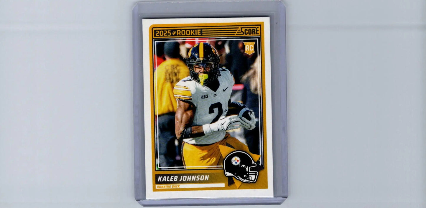 2025 Score Kaleb Johnson rookie football card featuring Kaler Johnson collectible image