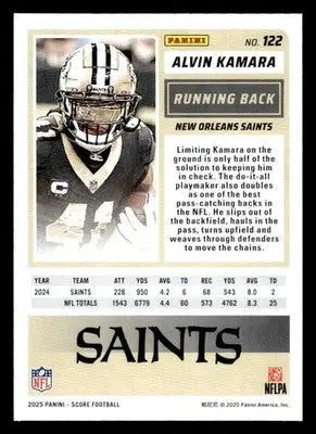 2025 Score #122 Alvin Kamara New Orleans Saints - Football Card Single