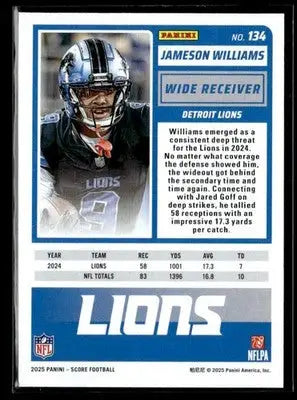 2025 Score #134 Jameson Williams Showcase #/250 - Football Card Single