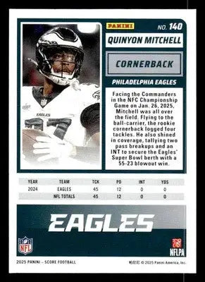 2025 Score #140 Quinyon Mitchell - Football Card Single