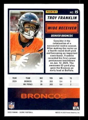 2025 Score #15 Troy Franklin - Football Card Single
