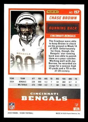 2025 Score #157 Chase Brown Scorecard - Football Card Single