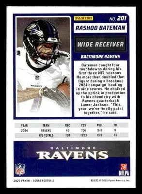 2025 Score #201 Rashod Bateman Scorecard - Football Card Single
