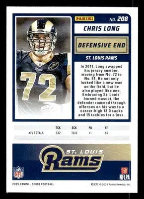 2025 Score #208 Chris Long - Football Card Single