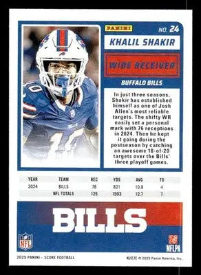 2025 Score #24 Khalil Shakir - Football Card Single