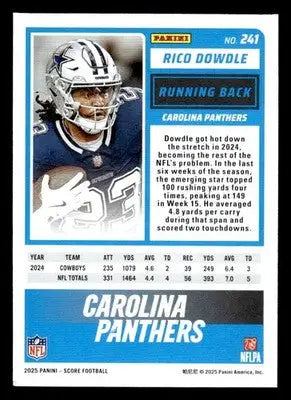 2025 Score #241 Rico Dowdle - Football Card Single