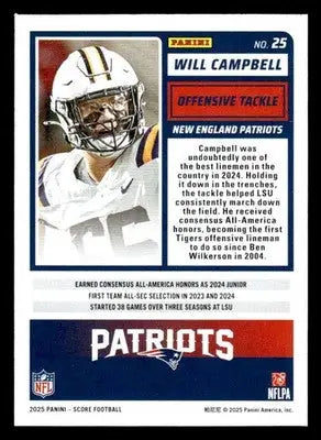 2025 Score #25 Will Campbell - Football Card Single