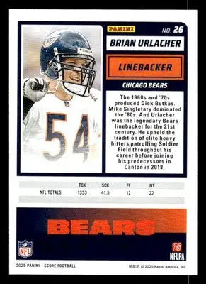 2025 Score #26 Brian Urlacher - Football Card Single
