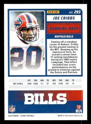 2025 Score #293 Joe Cribbs - Football Card Single