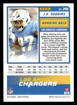 2025 Score #296 J.K. Dobbins - Football Card Single