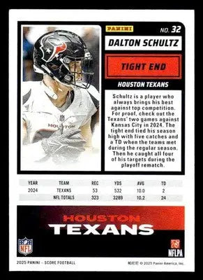2025 Score #32 Dalton Schultz - Football Card Single