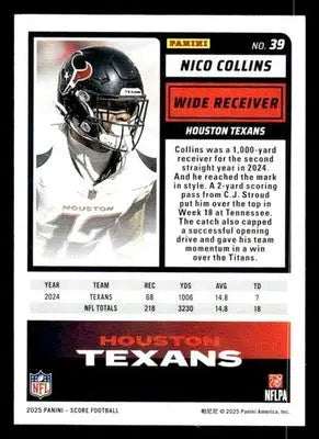 2025 Score #39 Nico Collins - Football Card Single