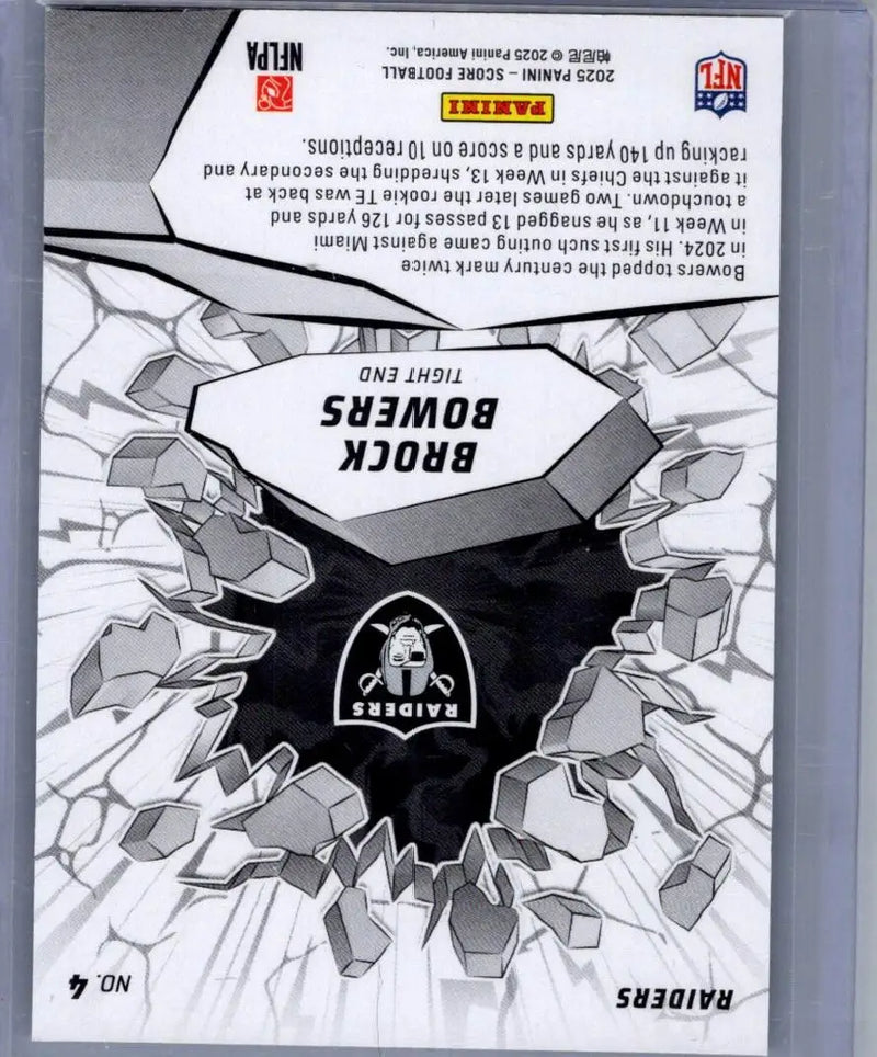 2025 Score Brock Bowers Emerged football card showcasing Brock Bowers Raiders player