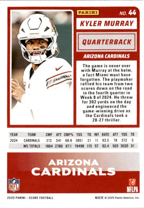 2025 Score #44 Kyler Murray Green - Football Card Single