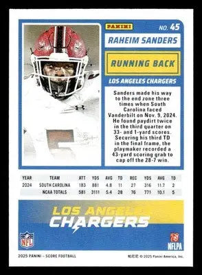 2025 Score #45 Raheim Sanders - Football Card Single
