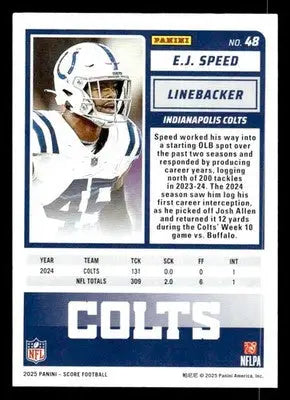 2025 Score #48 E.J. Speed - Football Card Single