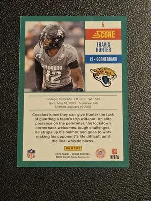 2025 Score #5 Travis Hunter Anniversary Rookies Red - Football Card Single