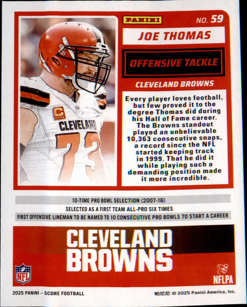 2025 Score #59 Joe Thomas - Football Card Single