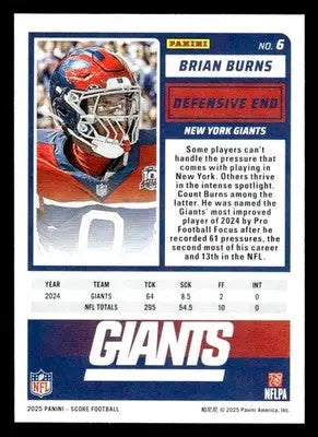 2025 Score #6 Brian Burns - Football Card Single