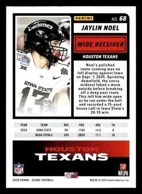 2025 Score #68 Jaylin Noel - Football Card Single