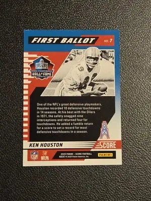 2025 Score #7 Ken Houston First Ballot - Football Card Single