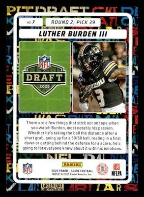 2025 Score #7 Luther Burden III NFL Draft - Football Card Single