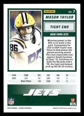 2025 Score #7 Mason Taylor - Football Card Single