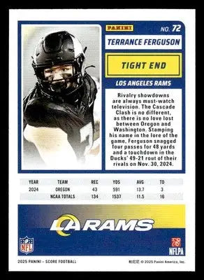 2025 Score #72 Terrance Ferguson Los Angeles Rams - Football Card Single
