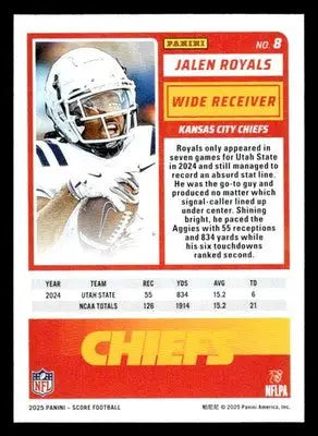 2025 Score #8 Jalen Royals - Football Card Single