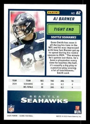 2025 Score #82 AJ Barner - Football Card Single